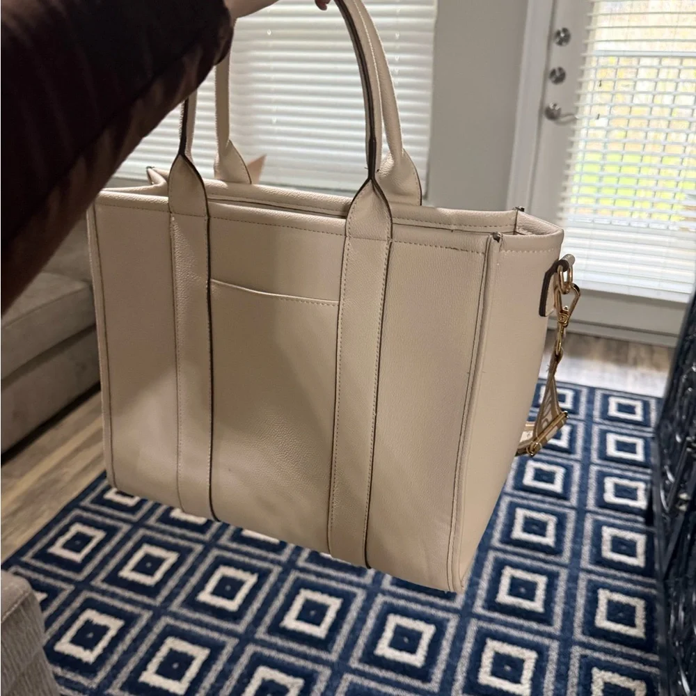 U.S. Polo Assn. Cream Structured Tote with Branded Strap - Picture 4 of 5